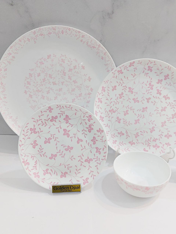 سرویس آرکوپال 26 پارچه 6 نفره گلدن اپال طرح گلریز صورتی کد