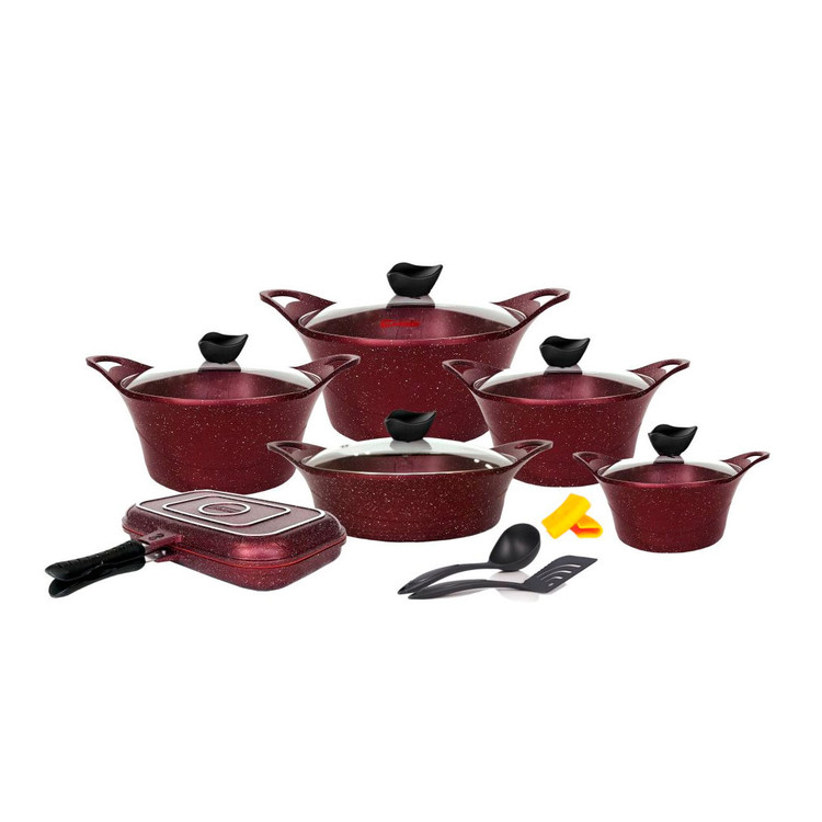 سرویس قابلمه 15 پارچه کاندید مدل کاپری دورو زرشکی